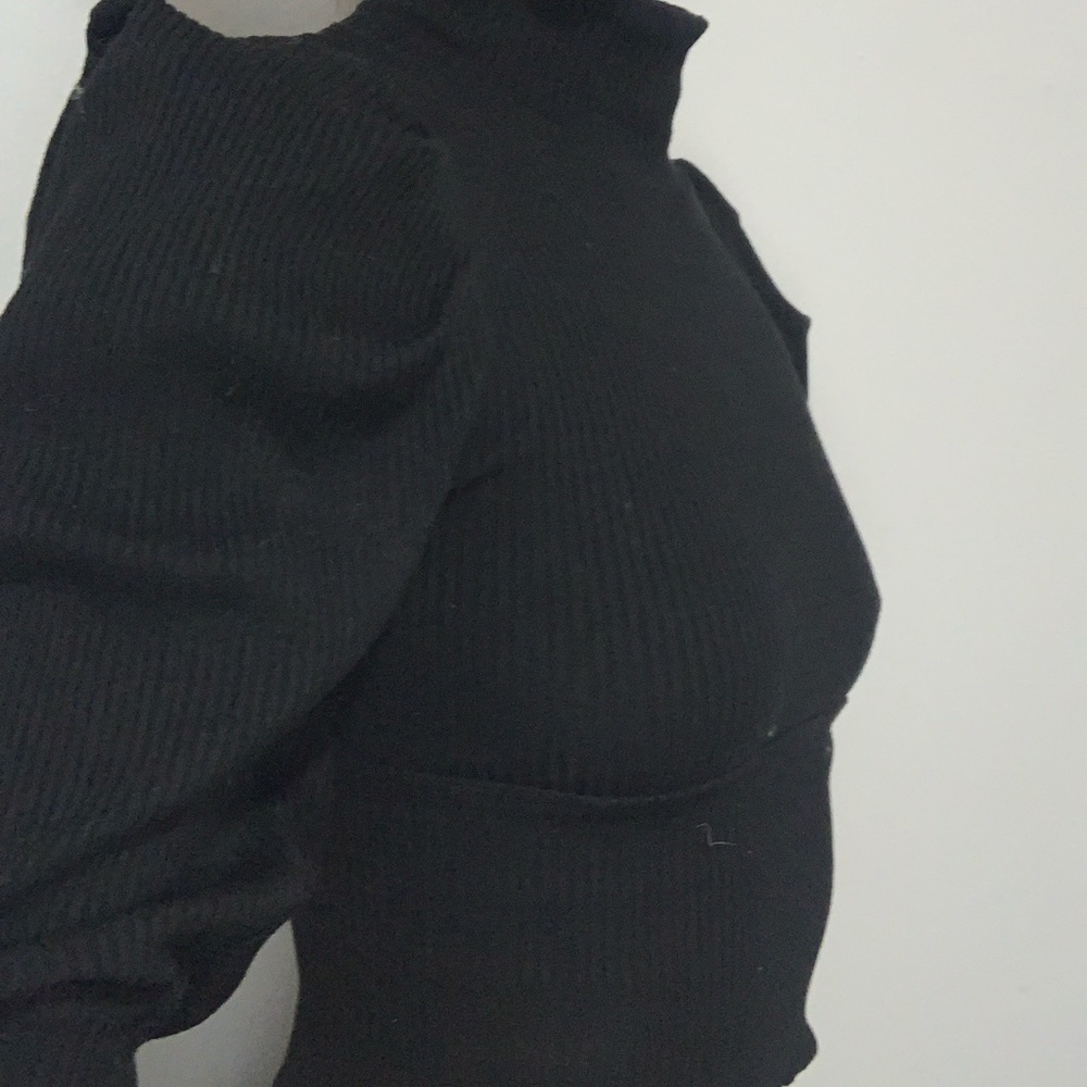 Free People Turtle Neck Puff Sleeve Top